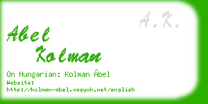 abel kolman business card