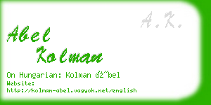 abel kolman business card